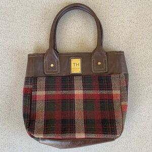 Tommy Hilfiger plaid wool satchel bag.